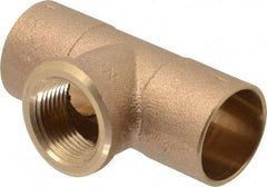 NIBCO - 1 x 1 x 3/4" Cast Copper Pipe Tee - C x C x F, Pressure Fitting - USA Tool & Supply