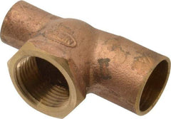 NIBCO - 3/4 x 1/2 x 3/4" Cast Copper Pipe Tee - C x C x F, Pressure Fitting - USA Tool & Supply