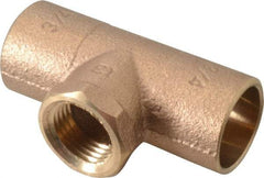 NIBCO - 3/4 x 3/4 x 1/2" Cast Copper Pipe Tee - C x C x F, Pressure Fitting - USA Tool & Supply