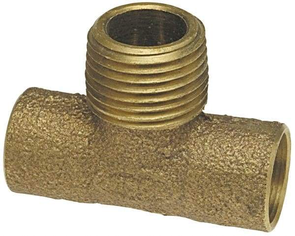 NIBCO - 1/2" Cast Copper Pipe Tee - C x C x M, Pressure Fitting - USA Tool & Supply