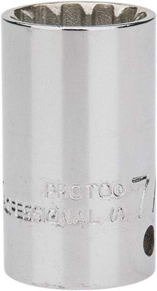 Proto - 1/4" Drive, 7/16" Socket, Spline Socket - 12 Points, 1-1/32" OAL - USA Tool & Supply