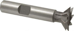 Made in USA - 3/4" Diam x 3/16" Width of Cut, 45° Included Angle, Cobalt Dovetail Cutter - 3/8" Shank Diam, 1-15/16" Shank Length, 2-1/8" Overall Length, Weldon Flat, Uncoated - USA Tool & Supply