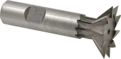 Made in USA - 1-3/8" Diam x 3/8" Width of Cut, 45° Included Angle, Cobalt Dovetail Cutter - 5/8" Shank Diam, 2-1/2" Shank Length, 2-7/8" Overall Length, Weldon Flat, Uncoated - USA Tool & Supply