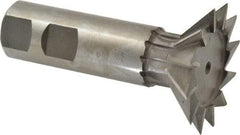 Made in USA - 1-7/8" Diam x 1/2" Width of Cut, 45° Included Angle, Cobalt Dovetail Cutter - 7/8" Shank Diam, 2-3/4" Shank Length, 3-1/4" Overall Length, Weldon Flat, Uncoated - USA Tool & Supply