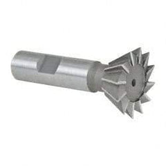 Made in USA - 1-3/8" Diam x 9/16" Width of Cut, 60° Included Angle, Cobalt Dovetail Cutter - 5/8" Shank Diam, 2-7/8" Overall Length, Weldon Flat, Uncoated - USA Tool & Supply