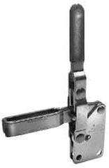 Lapeer - 600 Lb Holding Capacity, Vertical Handle, Manual Hold Down Toggle Clamp - 57° Handle Movement, 106° Bar Opening, U-Bar, Straight Base, Carbon Steel - USA Tool & Supply