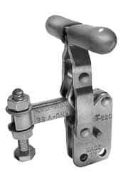 Lapeer - 200 Lb Holding Capacity, Vertical Handle, Manual Hold Down Toggle Clamp - 64° Handle Movement, 110° Bar Opening, Solid Bar, Straight Base, Carbon Steel - USA Tool & Supply