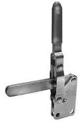 Lapeer - 700 Lb Holding Capacity, Vertical Handle, Manual Hold Down Toggle Clamp - 57° Handle Movement, 106° Bar Opening, Solid Bar, Straight Base, Carbon Steel - USA Tool & Supply