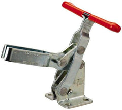 Lapeer - 600 Lb Holding Capacity, Vertical Handle, Manual Hold Down Toggle Clamp - 57° Handle Movement, 106° Bar Opening, U-Bar, Flanged Base, Carbon Steel - USA Tool & Supply