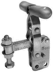 Lapeer - 200 Lb Holding Capacity, Vertical Handle, Manual Hold Down Toggle Clamp - 64° Handle Movement, 110° Bar Opening, Solid Bar, Straight Base, Carbon Steel - USA Tool & Supply