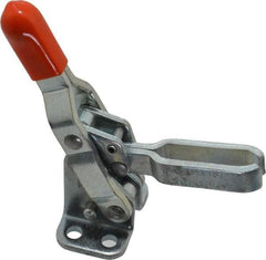 Lapeer - 200 Lb Holding Capacity, Vertical Handle, Manual Hold Down Toggle Clamp - 64° Handle Movement, 110° Bar Opening, U-Bar, Flanged Base, Carbon Steel - USA Tool & Supply