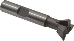 Made in USA - 3/4" Diam x 1/4" Width of Cut, 60° Included Angle, Carbide-Tipped Dovetail Cutter - 3/8" Shank Diam, 2-1/4" Overall Length, 0.02" Corner Radius, Weldon Flat, Uncoated - USA Tool & Supply