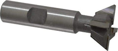 Made in USA - 1" Diam x 3/8" Width of Cut, 60° Included Angle, Carbide-Tipped Dovetail Cutter - 1/2" Shank Diam, 2-1/2" Overall Length, 0.02" Corner Radius, Weldon Flat, Uncoated - USA Tool & Supply