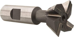 Made in USA - 1-1/2" Diam x 5/8" Width of Cut, 60° Included Angle, Carbide-Tipped Dovetail Cutter - 3/4" Shank Diam, 3-1/4" Overall Length, 0.02" Corner Radius, Weldon Flat, Uncoated - USA Tool & Supply