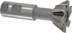 Made in USA - 2" Diam x 3/4" Width of Cut, 60° Included Angle, Carbide-Tipped Dovetail Cutter - 1" Shank Diam, 4-1/4" Overall Length, 0.02" Corner Radius, Weldon Flat, Uncoated - USA Tool & Supply