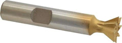 Whitney Tool Co. - 1/2" Diam x 7/32" Width of Cut, 60° Included Angle, High Speed Steel Dovetail Cutter - 3/8" Shank Diam, 2-1/8" Overall Length, Weldon Flat, TiN Coated - USA Tool & Supply