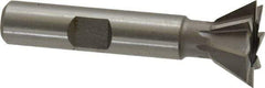 Made in USA - 3/4" Diam x 5/16" Width of Cut, 60° Included Angle, High Speed Steel Dovetail Cutter - 3/8" Shank Diam, 2-1/8" Overall Length, Weldon Flat, Uncoated - USA Tool & Supply