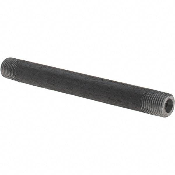 Made in USA - Schedule 80, 1/8" Diam x 3-1/2" Long Black Pipe Nipple - Threaded - USA Tool & Supply