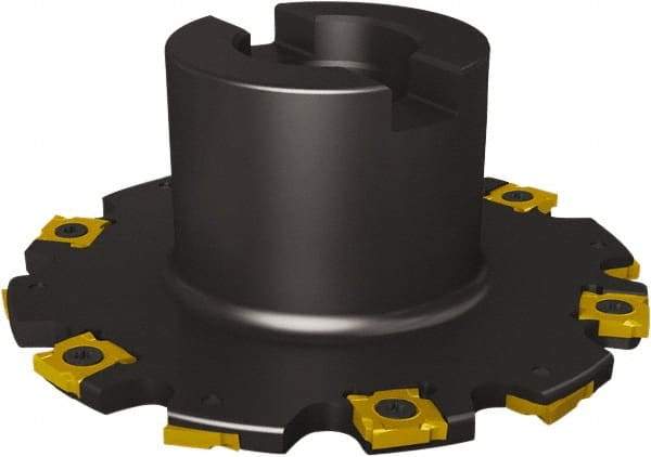 Seco - Shell Mount Connection, 3/8" Cutting Width, 0.91" Depth of Cut, 101.6mm Cutter Diam, 1" Hole Diam, 5 Tooth Indexable Slotting Cutter - R335.19 Toolholder, SNHQ 1205L, SNHQ 1205R Insert, Right Hand Cutting Direction - USA Tool & Supply