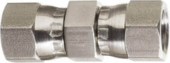 Made in USA - 5/8" Tube OD, 37° Stainless Steel Flared Tube Swivel Nut Union - 7/8-14 Female Flare x Female Flare Ends - USA Tool & Supply