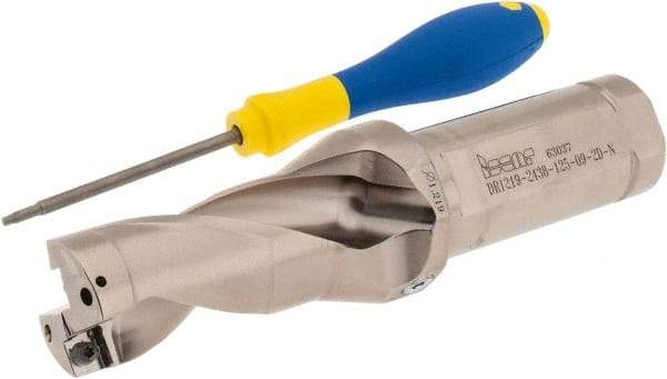 Iscar - 2.44" Max Drill Depth, 2xD, 1-7/32" Diam, Indexable Insert Drill - 2 Inserts, 1-1/4" Shank Diam, Straight Shank - USA Tool & Supply