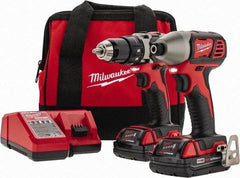 Milwaukee Tool - 18 Volt Cordless Tool Combination Kit - Includes Compact Drill/Driver & Impact Driver, Lithium-Ion Battery Included - USA Tool & Supply