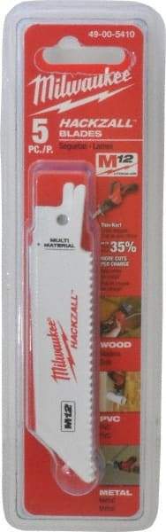 Milwaukee Tool - 4" Long x 3/4" Thick, Bi-Metal Reciprocating Saw Blade - Straight Profile, 10 TPI, Toothed Edge, Universal Shank - USA Tool & Supply