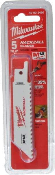 Milwaukee Tool - 4" Long x 3/4" Thick, Bi-Metal Reciprocating Saw Blade - Straight Profile, 6 TPI, Toothed Edge, Universal Shank - USA Tool & Supply