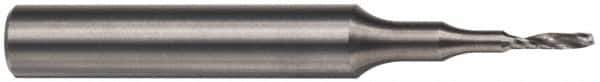 Accupro - 1/8" Cutting Diam x 1/2" Length of Cut, 1 Flute, Upcut Spiral Router Bit - Uncoated, Right Hand Cut, Solid Carbide, 2" OAL x 1/4" Shank Diam, Single Edge, 21° Helix Angle - USA Tool & Supply