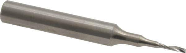 Onsrud - 1/16" Cutting Diam x 1/4" Length of Cut, 1 Flute, Upcut Spiral Router Bit - Uncoated, Right Hand Cut, Solid Carbide, 2" OAL x 1/4" Shank Diam, Single Edge, 21° Helix Angle - USA Tool & Supply