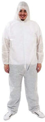 PRO-SAFE - Size 3XL SMS Chemical Resistant Coveralls - White, Zipper Closure, Elastic Cuffs, Open Ankles, Serged Seams, ISO Class 6 - USA Tool & Supply