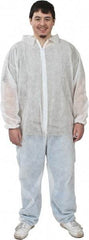 PRO-SAFE - Size XL Polypropylene General Purpose Coveralls - White, Zipper Closure, Elastic Cuffs, Elastic Ankles, Serged Seams, ISO Class 7 - USA Tool & Supply