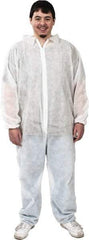 PRO-SAFE - Size 3XL Polypropylene General Purpose Coveralls - White, Zipper Closure, Elastic Cuffs, Elastic Ankles, Serged Seams, ISO Class 7 - USA Tool & Supply