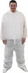 PRO-SAFE - Size XL Polypropylene General Purpose Coveralls - White, Zipper Closure, Elastic Cuffs, Elastic Ankles, Serged Seams, ISO Class 7 - USA Tool & Supply