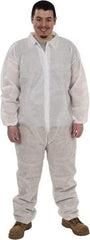 PRO-SAFE - Size M Polypropylene General Purpose Coveralls - White, Zipper Closure, Elastic Cuffs, Elastic Ankles, Serged Seams, ISO Class 7 - USA Tool & Supply