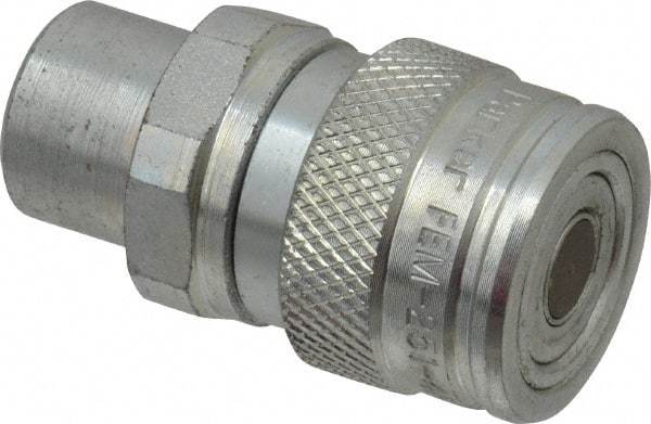 Parker - 1/4-18 NPSF Steel Hydraulic Hose Female Pipe Thread Coupler & No Lock Fitting - 4,568 psi - USA Tool & Supply