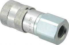Parker - 3/8-18 NPSF Steel Hydraulic Hose Female Pipe Thread Coupler & No Lock Fitting - 3,625 psi - USA Tool & Supply
