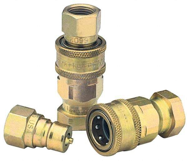 Parker - 1-1/16-12 SAE Steel Hydraulic Hose O-Ring Boss Coupler - 4,000 psi - USA Tool & Supply
