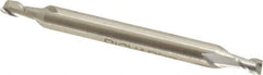 Made in USA - 1/8", 3/16" LOC, 3/16" Shank Diam, 2" OAL, 2 Flute, High Speed Steel Square End Mill - Double End, Uncoated, Spiral Flute, 30° Helix, Centercutting - USA Tool & Supply