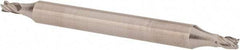 Made in USA - 3/32", 9/64" LOC, 3/16" Shank Diam, 2" OAL, 4 Flute, High Speed Steel Square End Mill - Double End, Uncoated - USA Tool & Supply