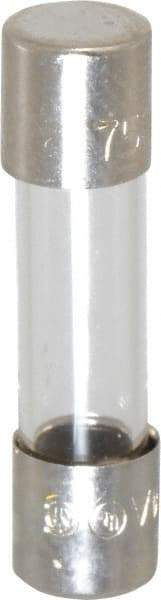 Cooper Bussmann - 250 VAC, 32 VDC, 0.75 Amp, Fast-Acting Miniature Glass Fuse - 20mm OAL, 10 at 125 V kA Rating, 5mm Diam - USA Tool & Supply