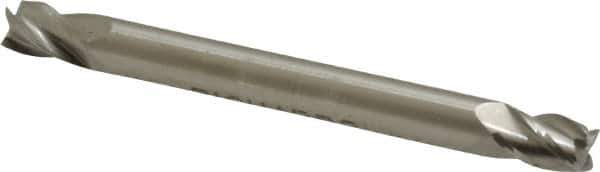 Made in USA - 3/16", 9/32" LOC, 3/16" Shank Diam, 2" OAL, 4 Flute, Cobalt Square End Mill - Double End, Uncoated - USA Tool & Supply