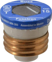 Cooper Bussmann - 125 VAC, 15 Amp, Time Delay Plug Fuse - Fuse Holder Mount, 2.38" OAL, 10 (RMS Symmetrical) kA Rating, 2-1/4" Diam - USA Tool & Supply
