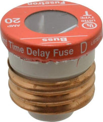 Cooper Bussmann - 125 VAC, 20 Amp, Time Delay Plug Fuse - Fuse Holder Mount, 2.38" OAL, 10 (RMS Symmetrical) kA Rating, 2-1/4" Diam - USA Tool & Supply