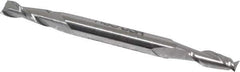 Made in USA - 5/32", 7/16" LOC, 3/16" Shank Diam, 2-1/4" OAL, 2 Flute, High Speed Steel Square End Mill - Double End, Uncoated, Spiral Flute, 30° Helix, Centercutting - USA Tool & Supply