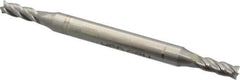 Made in USA - 1/8", 3/8" LOC, 3/16" Shank Diam, 2-1/4" OAL, 4 Flute, High Speed Steel Square End Mill - Double End, Uncoated - USA Tool & Supply