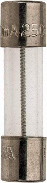 Cooper Bussmann - 250 VAC, 32 VDC, 0.4 Amp, Time Delay Miniature Glass Fuse - 20mm OAL, 10 at 125 V kA Rating, 5mm Diam - USA Tool & Supply