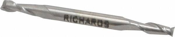 Made in USA - 5/32", 7/16" LOC, 3/16" Shank Diam, 2-1/4" OAL, 2 Flute, Cobalt Square End Mill - Double End, Uncoated, Spiral Flute, 30° Helix, Centercutting - USA Tool & Supply