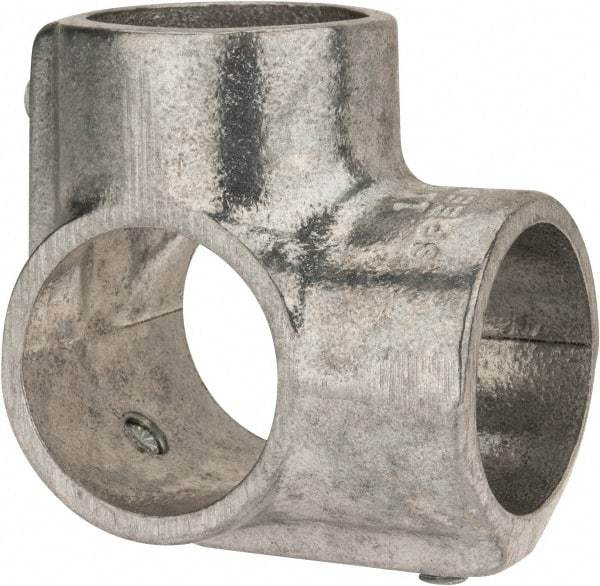 Hollaender - 1-1/4" Pipe, Side Outlet Tee-E, Aluminum Alloy Tee Pipe Rail Fitting - Bright Finish - USA Tool & Supply