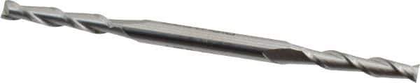 Made in USA - 5/32", 7/8" LOC, 3/16" Shank Diam, 3-1/4" OAL, 2 Flute, High Speed Steel Square End Mill - Double End, Uncoated, Spiral Flute, 30° Helix, Centercutting - USA Tool & Supply